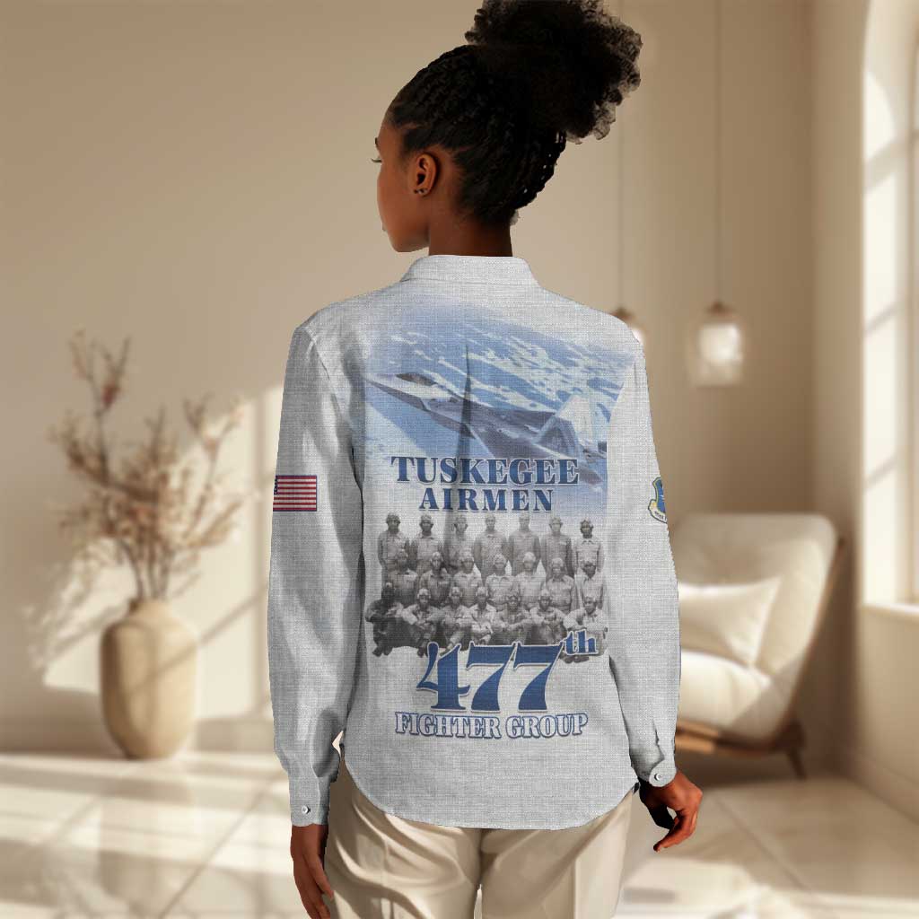 Tuskegee Airmen WWII Heroes Women Casual Shirt 477th Fighter Group - African Pride