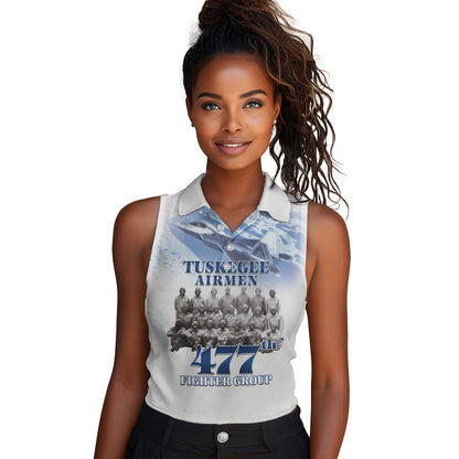 Tuskegee Airmen WWII Heroes Women Sleeveless Polo Shirt 477th Fighter Group - African Pride