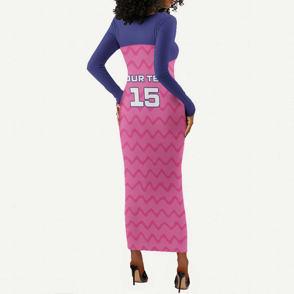 Custom Afro South Africa Cricket Long Sleeve Bodycon Dress Go Paarl LT15