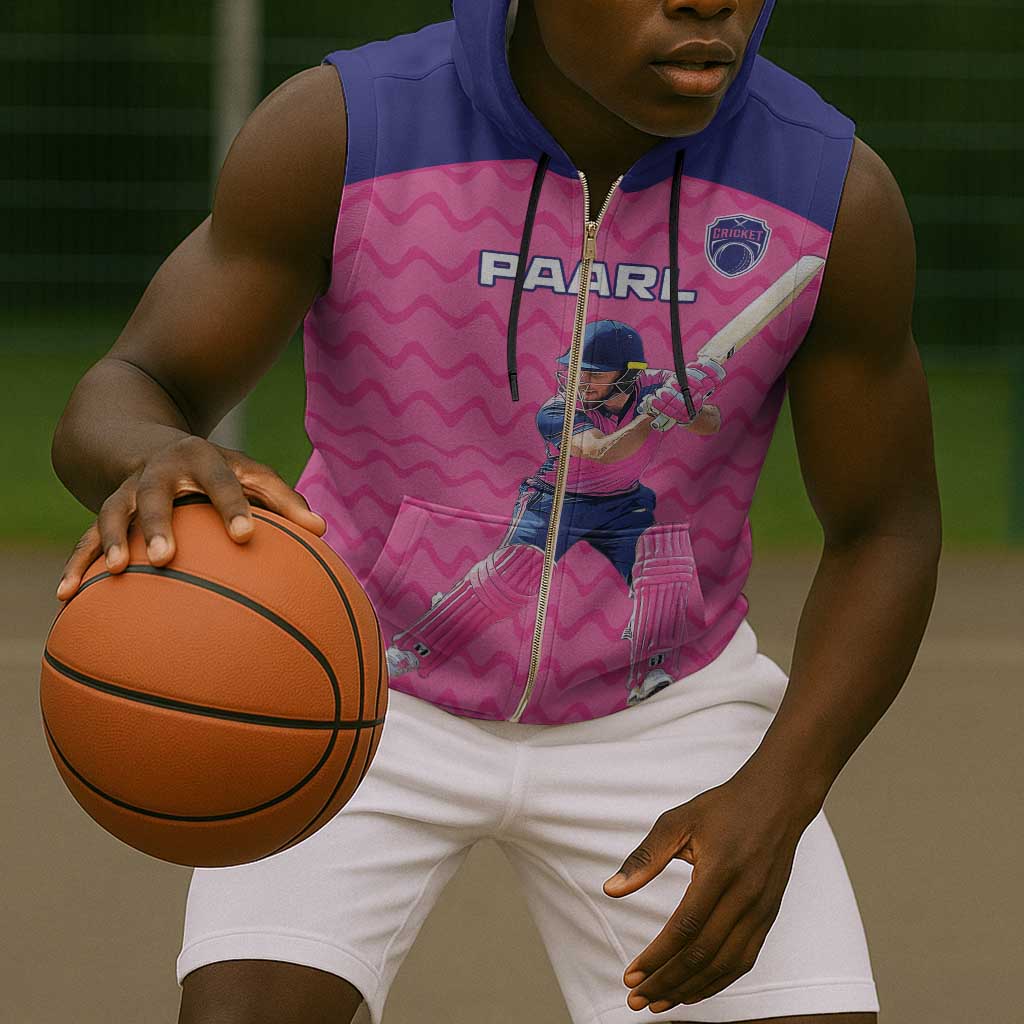 Custom Afro South Africa Cricket Sleeveless Zip Hoodie Go Paarl - African Pride