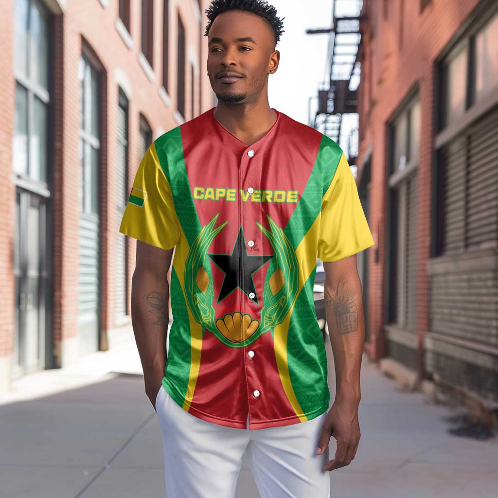 Personalised Afro Cape Verde (1975-1992) Baseball Jersey Mix African Pattern