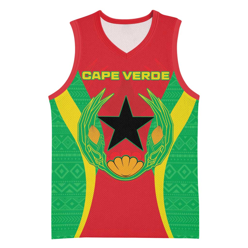 Personalised Afro Cape Verde (1975-1992) Basketball Jersey Mix African Pattern - African Pride