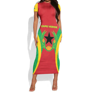 Personalised Afro Cape Verde (1975-1992) Short Sleeve Bodycon Dress Mix African Pattern LT15