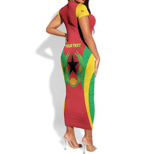 Personalised Afro Cape Verde (1975-1992) Short Sleeve Bodycon Dress Mix African Pattern LT15