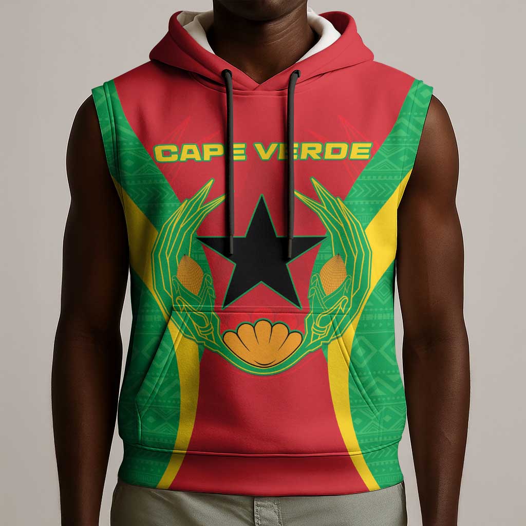 Personalised Afro Cape Verde (1975-1992) Sleeveless Hoodie Mix African Pattern - African Pride
