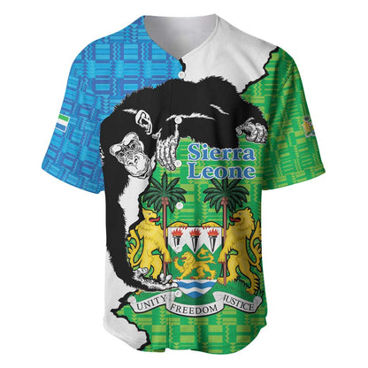 Personalised Afro Sierra Leone Baseball Jersey Chimpanzee Mix African Pattern