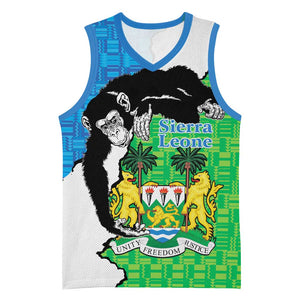 Personalised Afro Sierra Leone Basketball Jersey Chimpanzee Mix African Pattern - African Pride