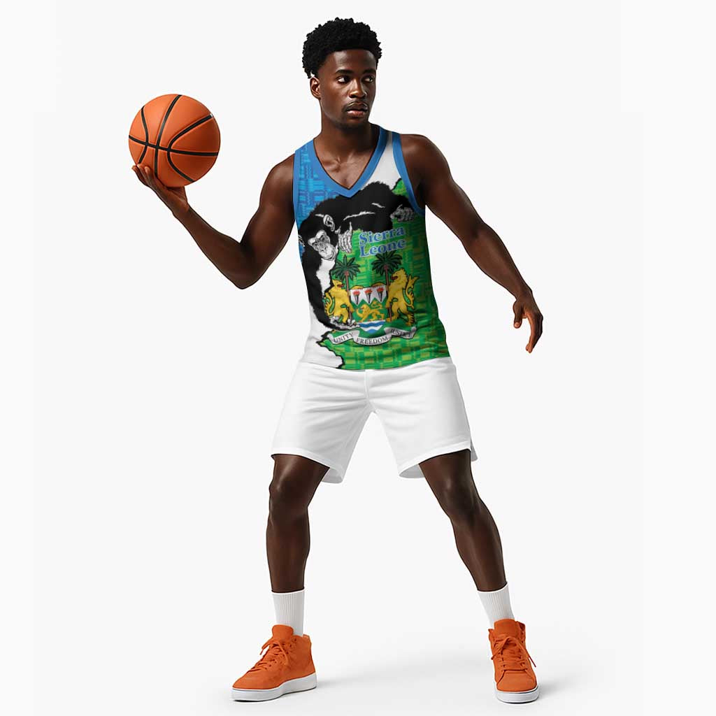 Personalised Afro Sierra Leone Basketball Jersey Chimpanzee Mix African Pattern - African Pride