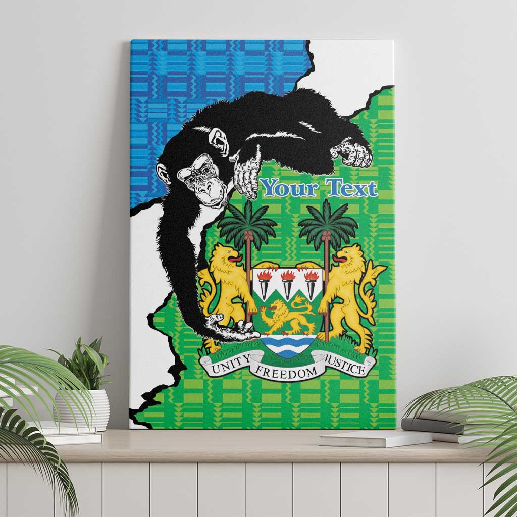 Personalised Afro Sierra Leone Canvas Wall Art Chimpanzee Mix African Pattern
