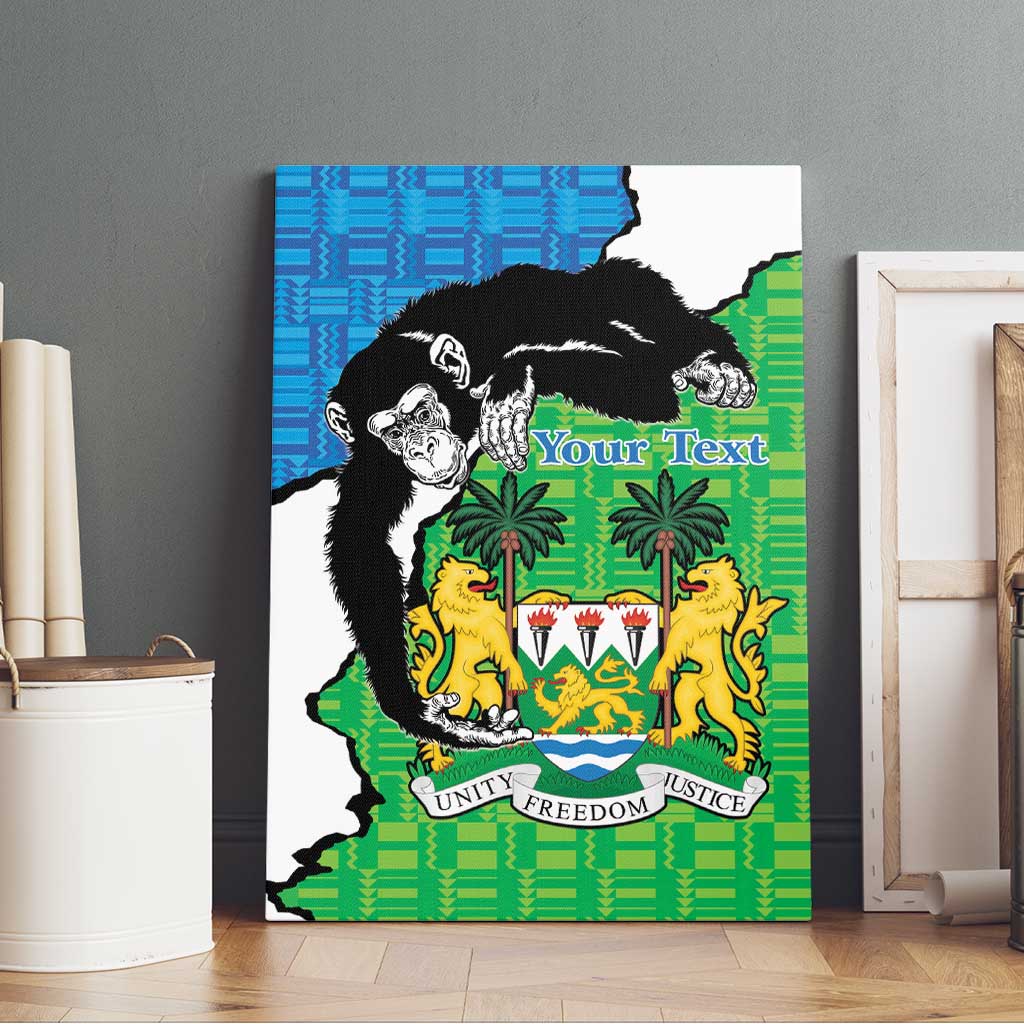 Personalised Afro Sierra Leone Canvas Wall Art Chimpanzee Mix African Pattern