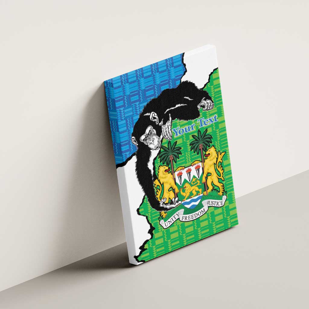 Personalised Afro Sierra Leone Canvas Wall Art Chimpanzee Mix African Pattern