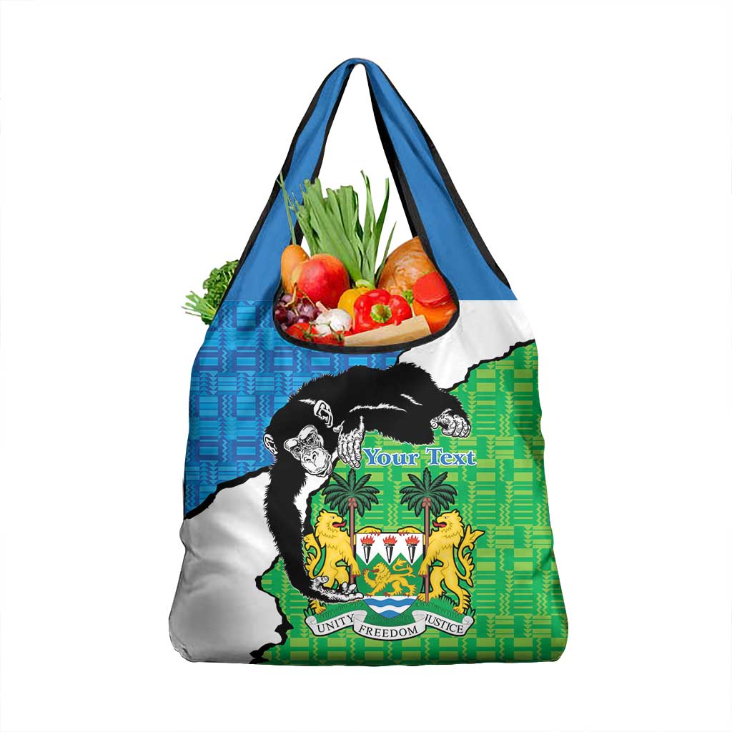 Personalised Afro Sierra Leone Grocery Bag Chimpanzee Mix African Pattern
