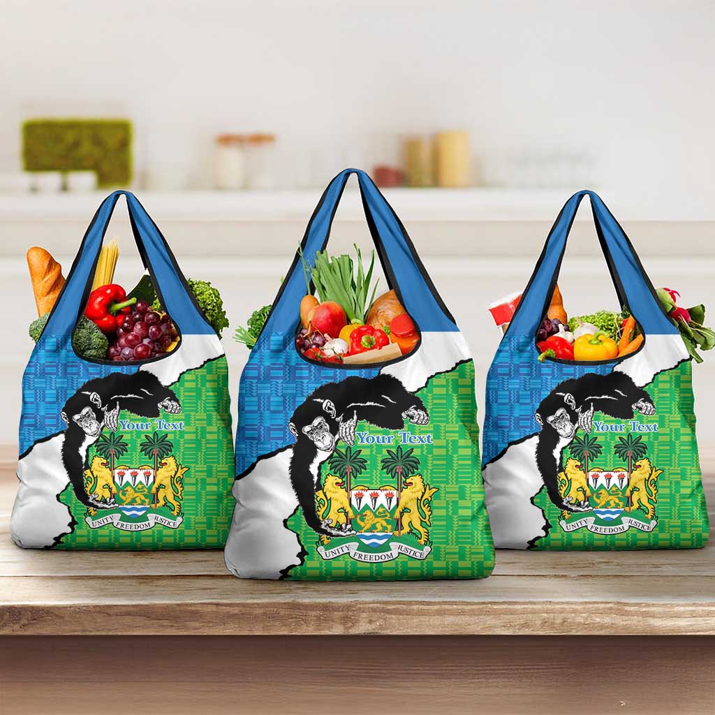 Personalised Afro Sierra Leone Grocery Bag Chimpanzee Mix African Pattern