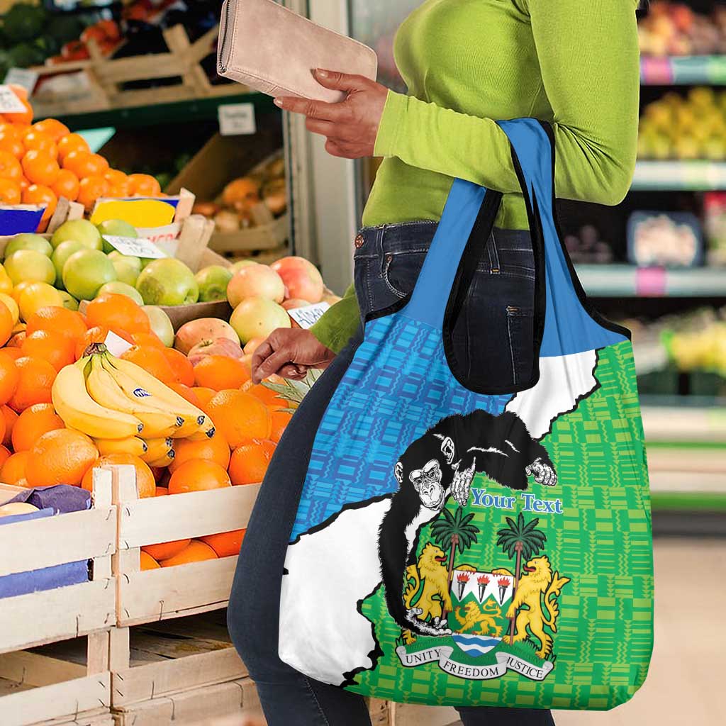 Personalised Afro Sierra Leone Grocery Bag Chimpanzee Mix African Pattern