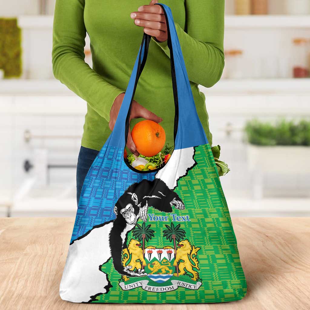 Personalised Afro Sierra Leone Grocery Bag Chimpanzee Mix African Pattern