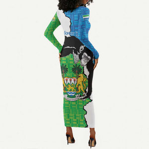 Personalised Afro Sierra Leone Long Sleeve Bodycon Dress Chimpanzee Mix African Pattern LT15