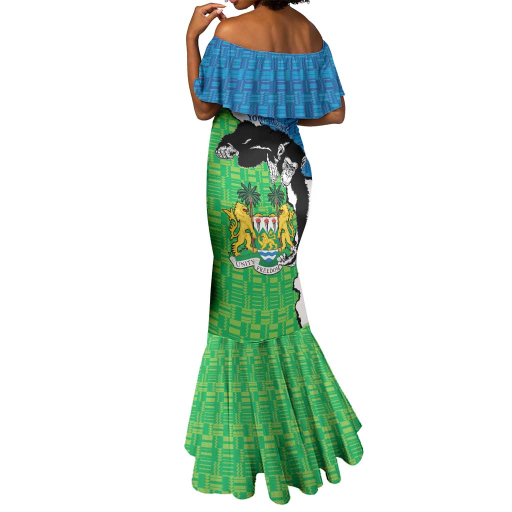 Personalised Afro Sierra Leone Mermaid Dress Chimpanzee Mix African Pattern