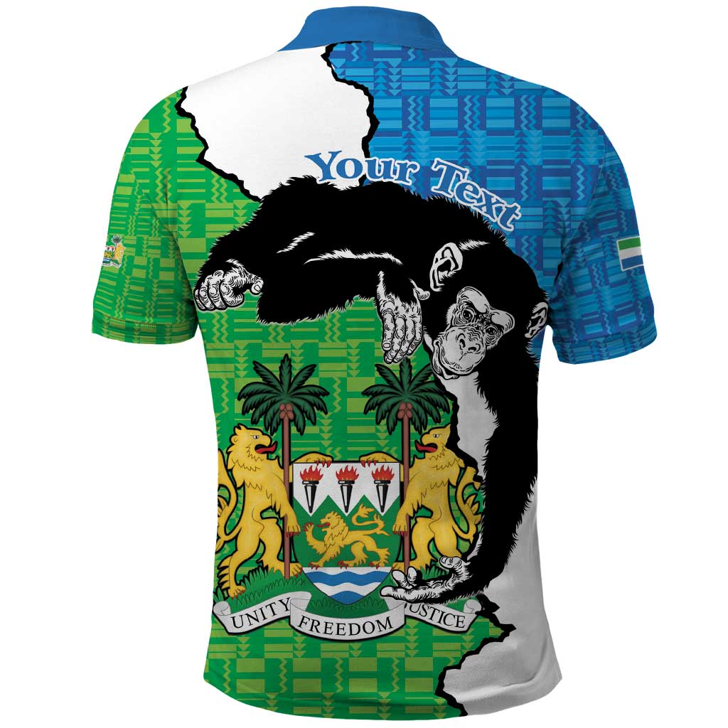 Personalised Afro Sierra Leone Polo Shirt Chimpanzee Mix African Pattern