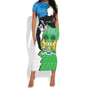 Personalised Afro Sierra Leone Short Sleeve Bodycon Dress Chimpanzee Mix African Pattern LT15