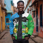 Personalised Afro Sierra Leone Sleeve Zip Bomber Jacket Chimpanzee Mix African Pattern