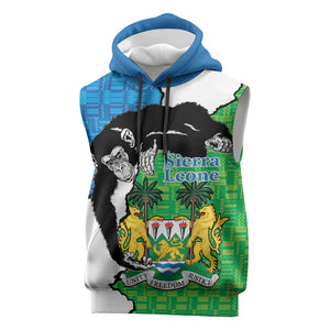 Personalised Afro Sierra Leone Sleeveless Hoodie Chimpanzee Mix African Pattern - African Pride