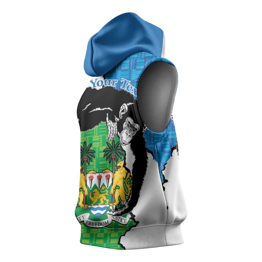 Personalised Afro Sierra Leone Sleeveless Hoodie Chimpanzee Mix African Pattern - African Pride