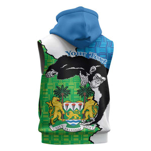 Personalised Afro Sierra Leone Sleeveless Zip Hoodie Chimpanzee Mix African Pattern - African Pride