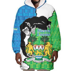 Personalised Afro Sierra Leone Wearable Blanket Hoodie Chimpanzee Mix African Pattern