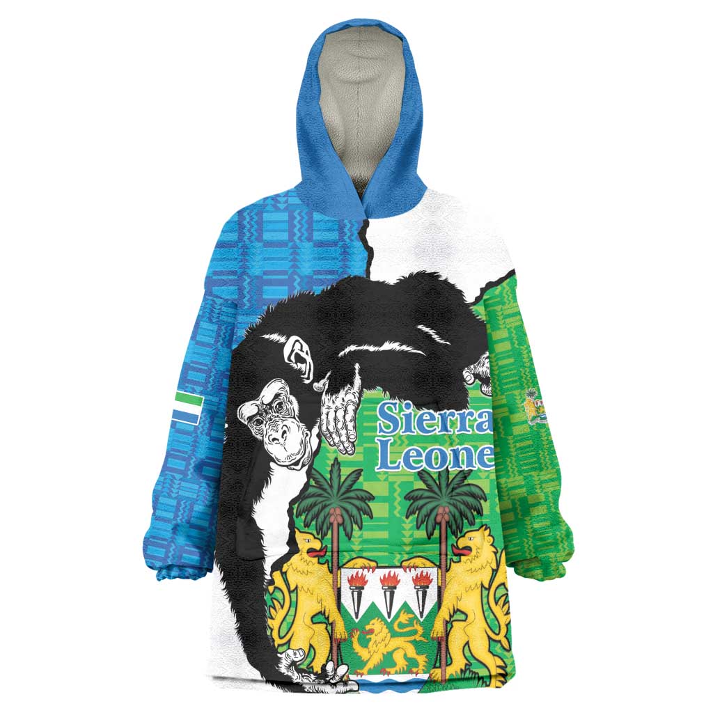 Personalised Afro Sierra Leone Wearable Blanket Hoodie Chimpanzee Mix African Pattern