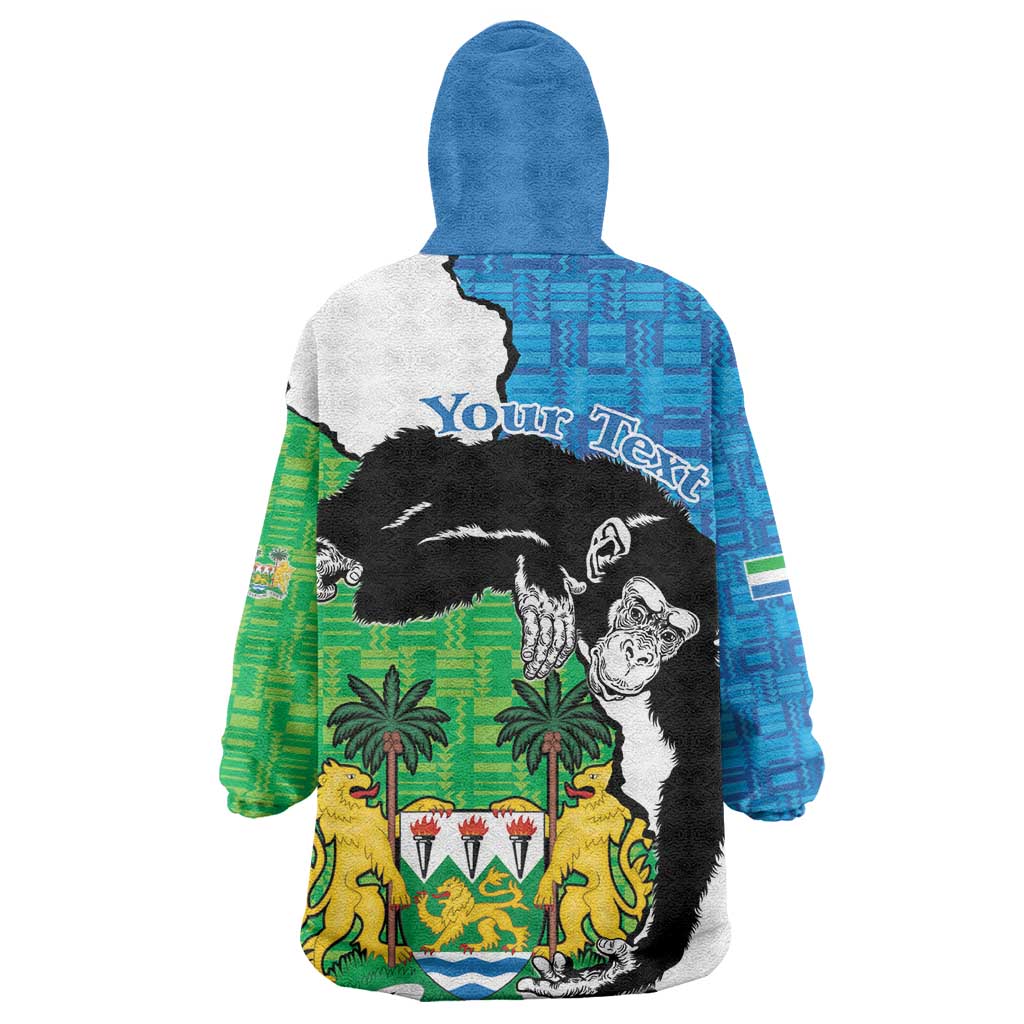 Personalised Afro Sierra Leone Wearable Blanket Hoodie Chimpanzee Mix African Pattern