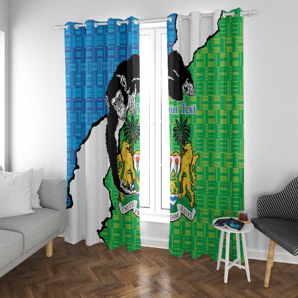 Personalised Afro Sierra Leone Window Curtain Chimpanzee Mix African Pattern
