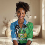 Personalised Afro Sierra Leone Women Casual Shirt Chimpanzee Mix African Pattern LT15