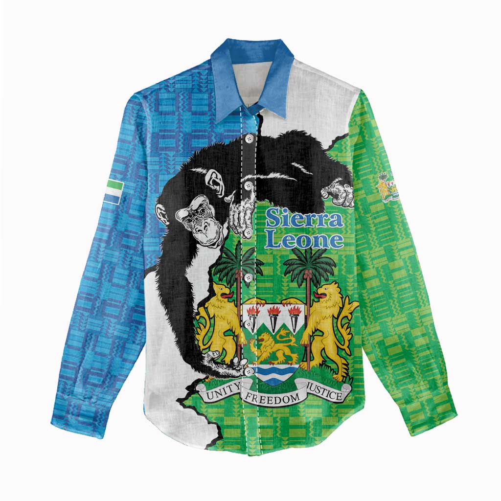 Personalised Afro Sierra Leone Women Casual Shirt Chimpanzee Mix African Pattern LT15