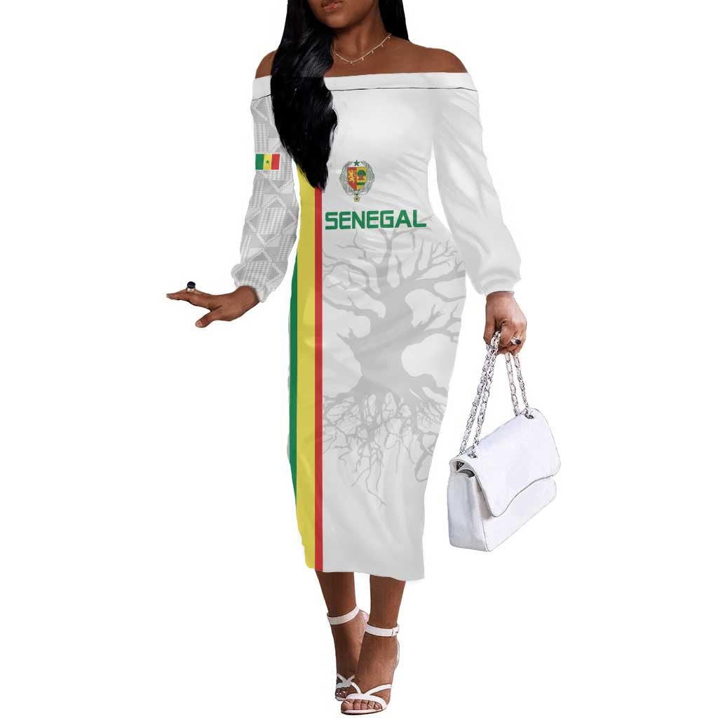 Custom Senegal Football Off The Shoulder Long Sleeve Dress We Are Champions