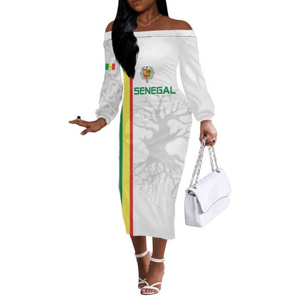 Custom Senegal Football Off The Shoulder Long Sleeve Dress We Are Champions