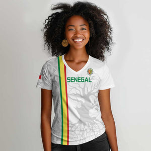 Custom Senegal Football Women V-Neck T-Shirt We Are Champions
