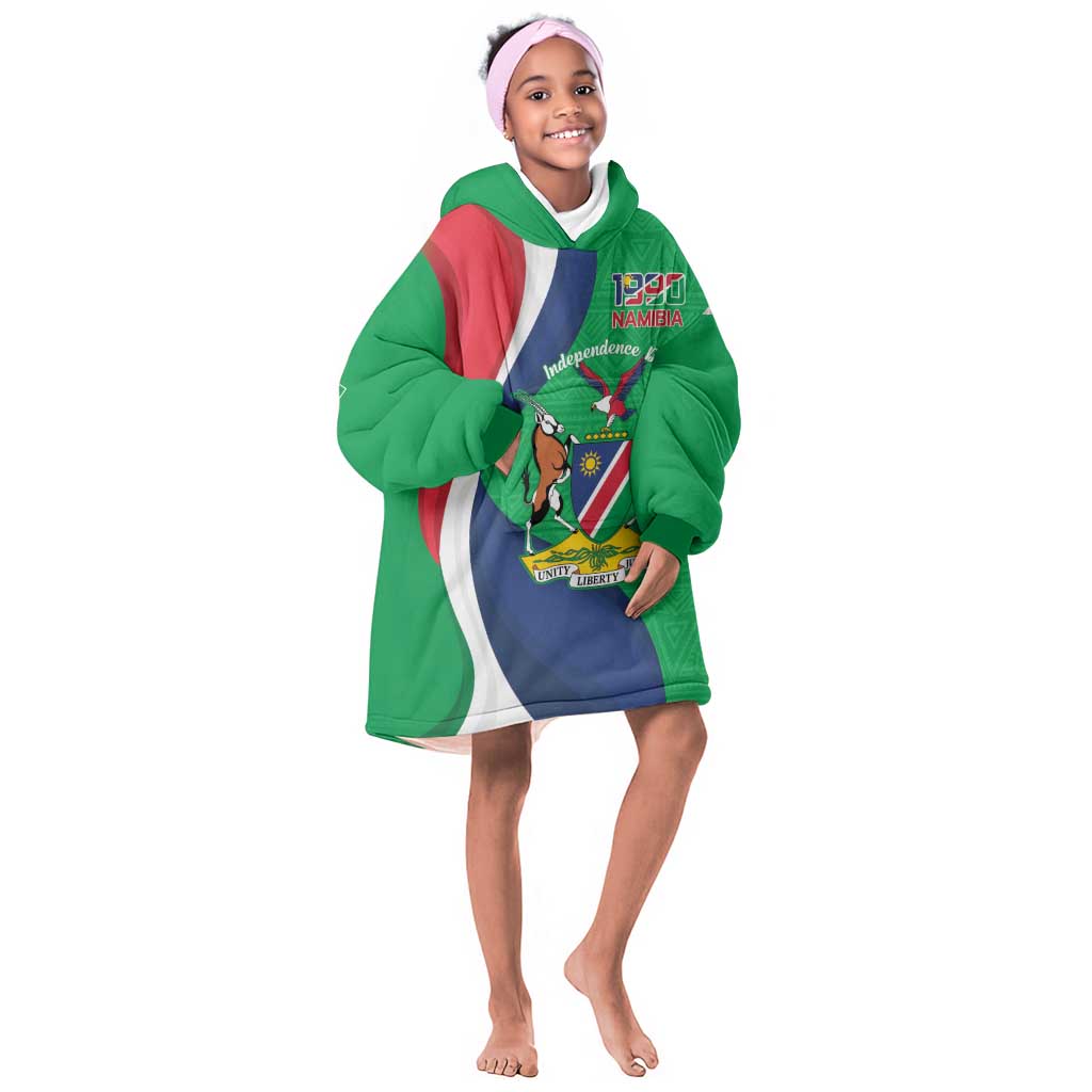 Personalised Namibia Kid Wearable Blanket Hoodie 35th Anniversary Independence Day