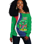Personalised Namibia Off Shoulder Sweater 35th Anniversary Independence Day