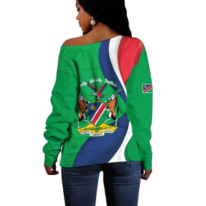 Personalised Namibia Off Shoulder Sweater 35th Anniversary Independence Day