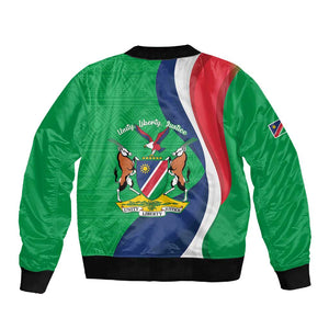 Personalised Namibia Sleeve Zip Bomber Jacket 35th Anniversary Independence Day