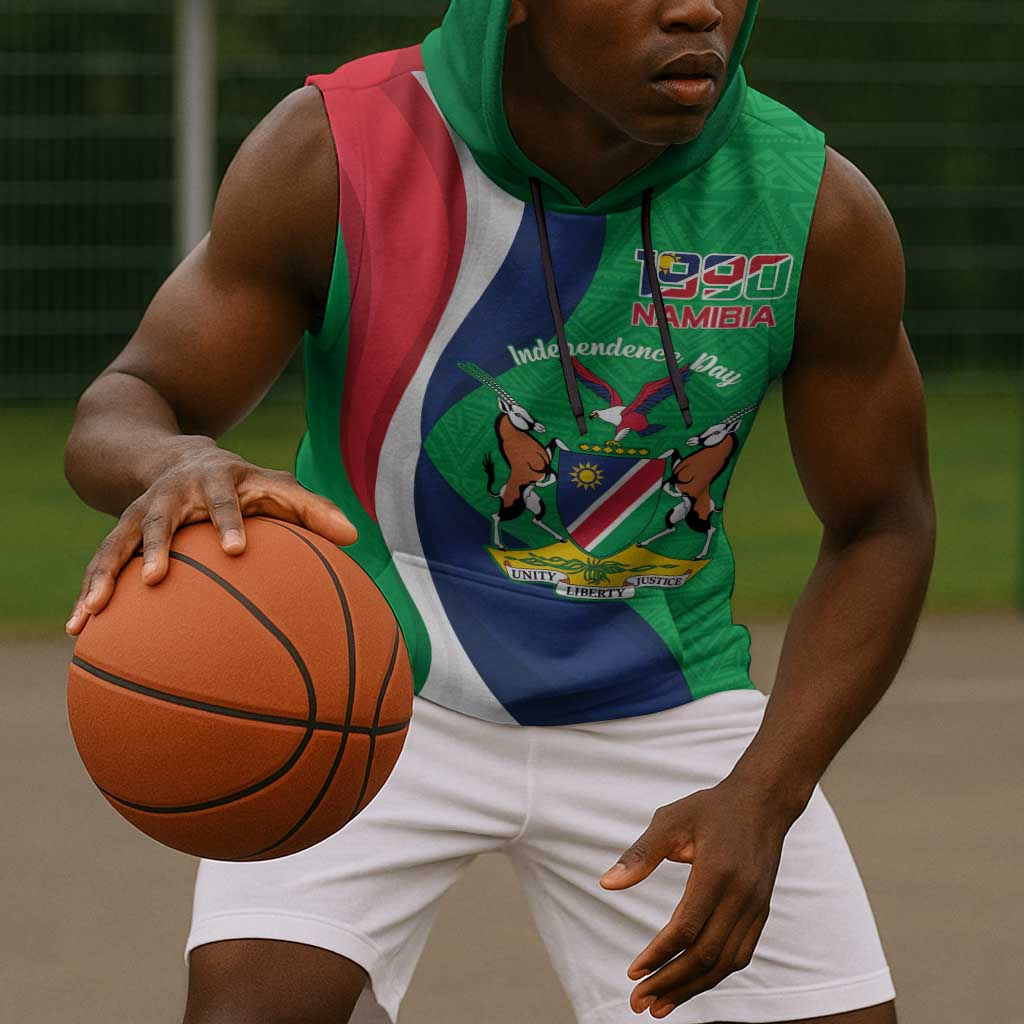 Personalised Namibia Sleeveless Hoodie 35th Anniversary Independence Day - African Pride