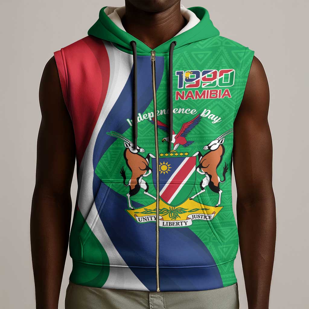 Personalised Namibia Sleeveless Zip Hoodie 35th Anniversary Independence Day - African Pride