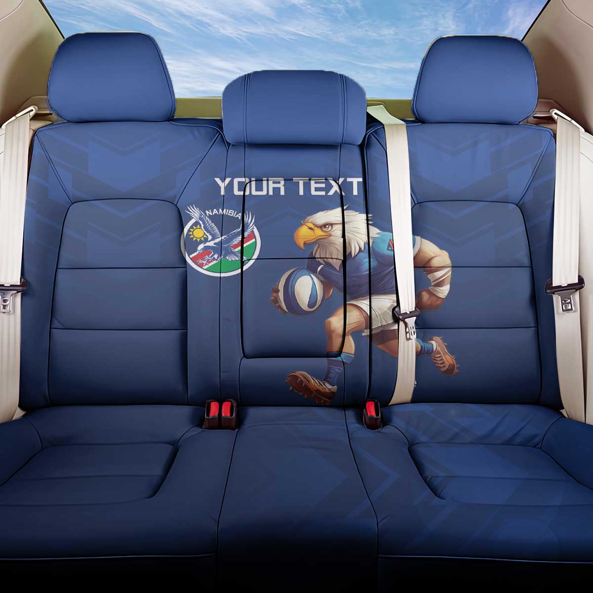 Namibia Rugby Custom Back Car Seat Cover Eagle Mascot - Sporty Style