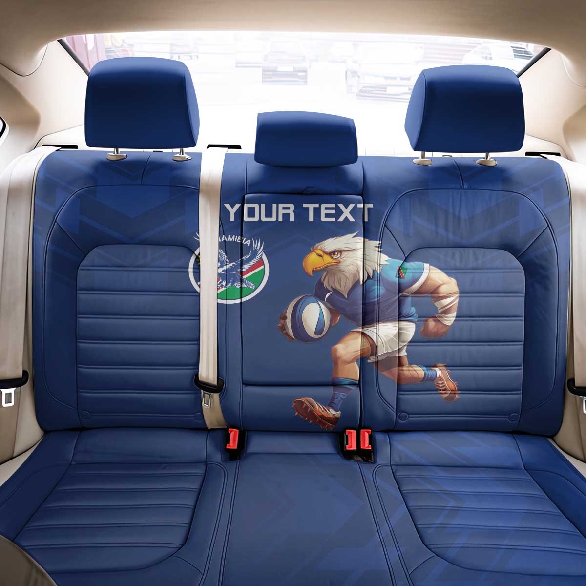 Namibia Rugby Custom Back Car Seat Cover Eagle Mascot - Sporty Style