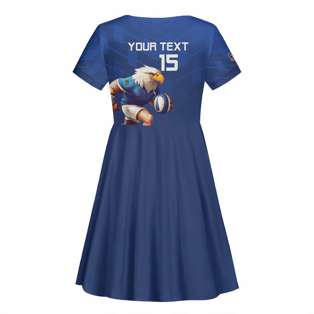 Namibia Rugby Custom Kid Short Sleeve Dress Eagle Mascot - Sporty Style