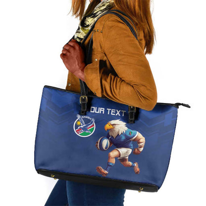 Namibia Rugby Custom Leather Tote Bag Eagle Mascot - Sporty Style