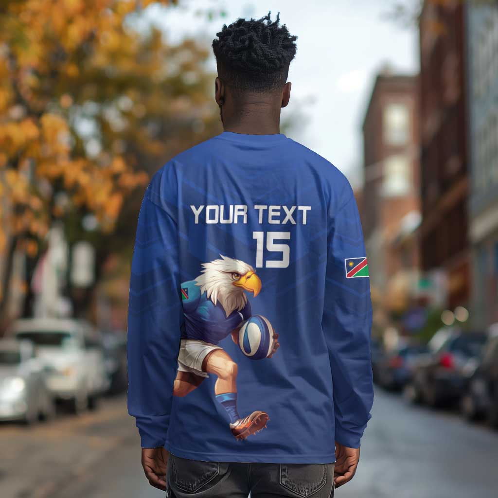 Namibia Rugby Custom Long Sleeve Shirt Eagle Mascot - Sporty Style