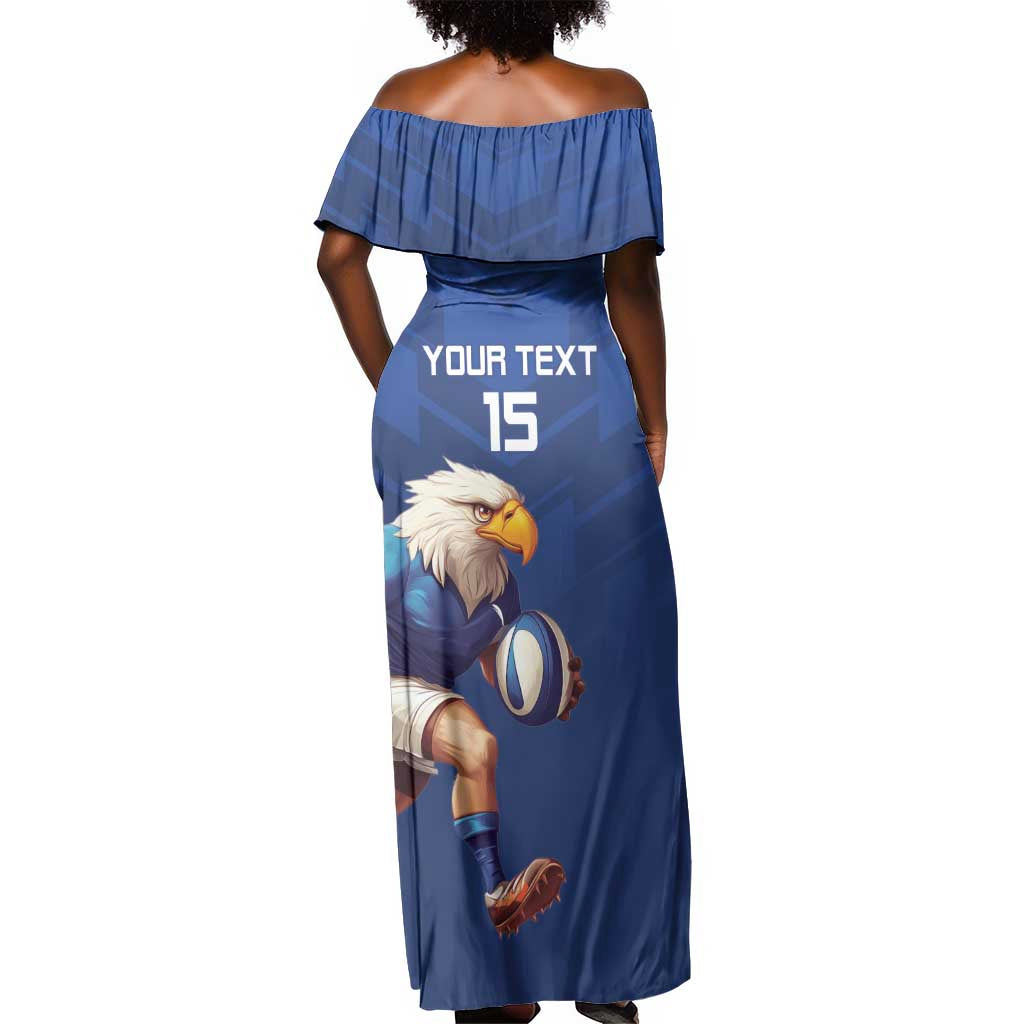 Namibia Rugby Custom Off Shoulder Maxi Dress Eagle Mascot - Sporty Style
