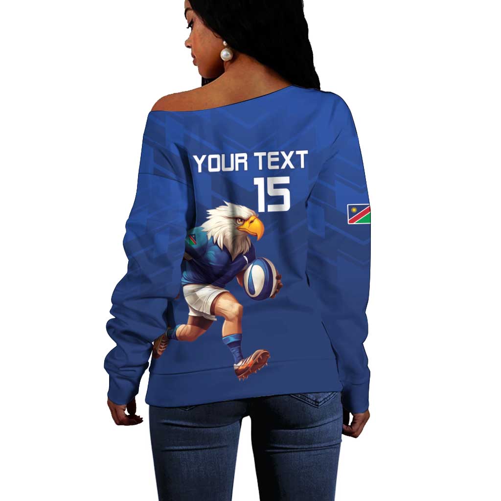 Namibia Rugby Custom Off Shoulder Sweater Eagle Mascot - Sporty Style