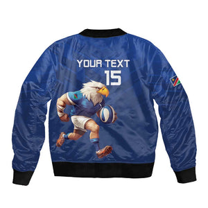 Namibia Rugby Custom Sleeve Zip Bomber Jacket Eagle Mascot - Sporty Style
